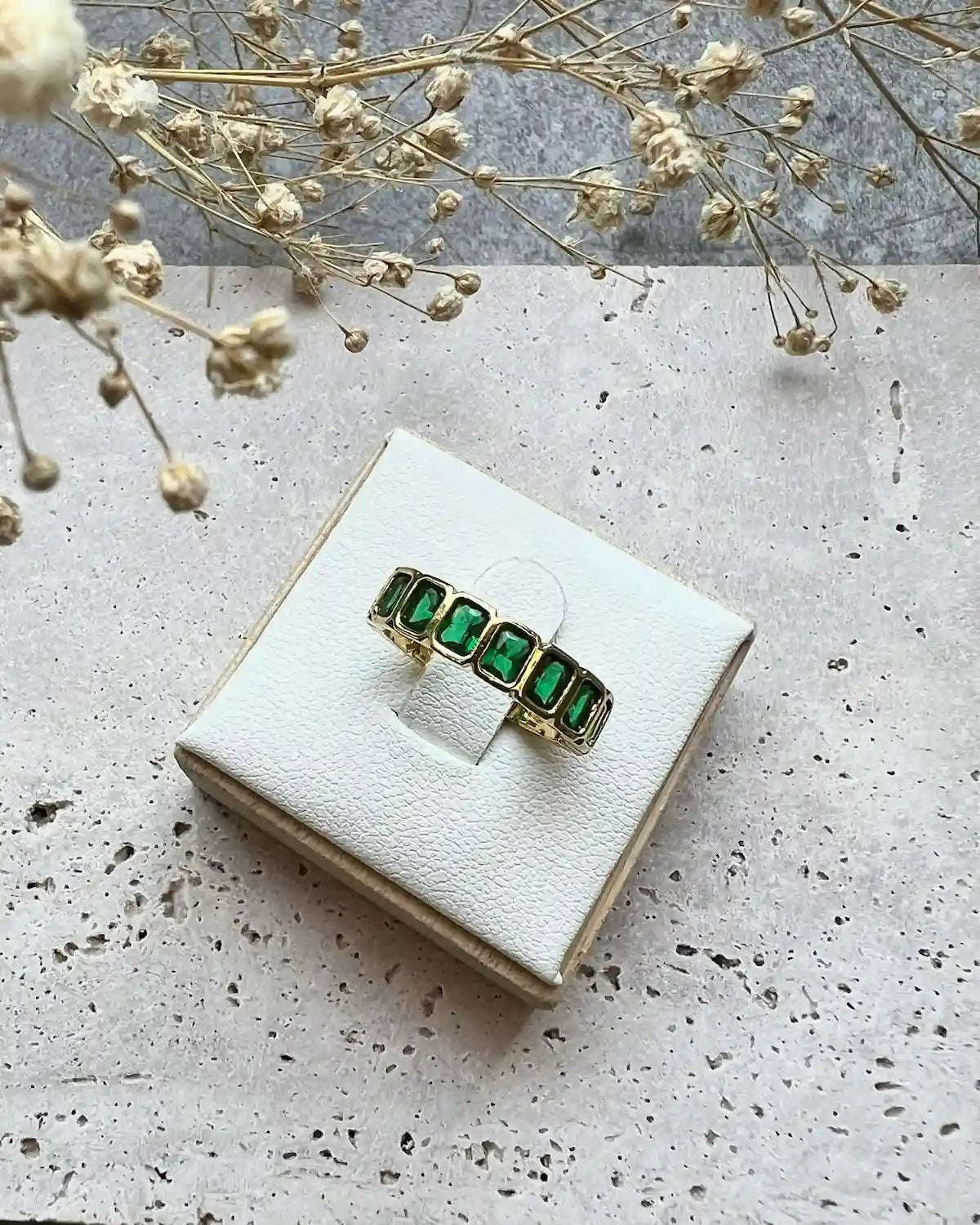 BELLA || Anillo Piedras Verde Ajustable