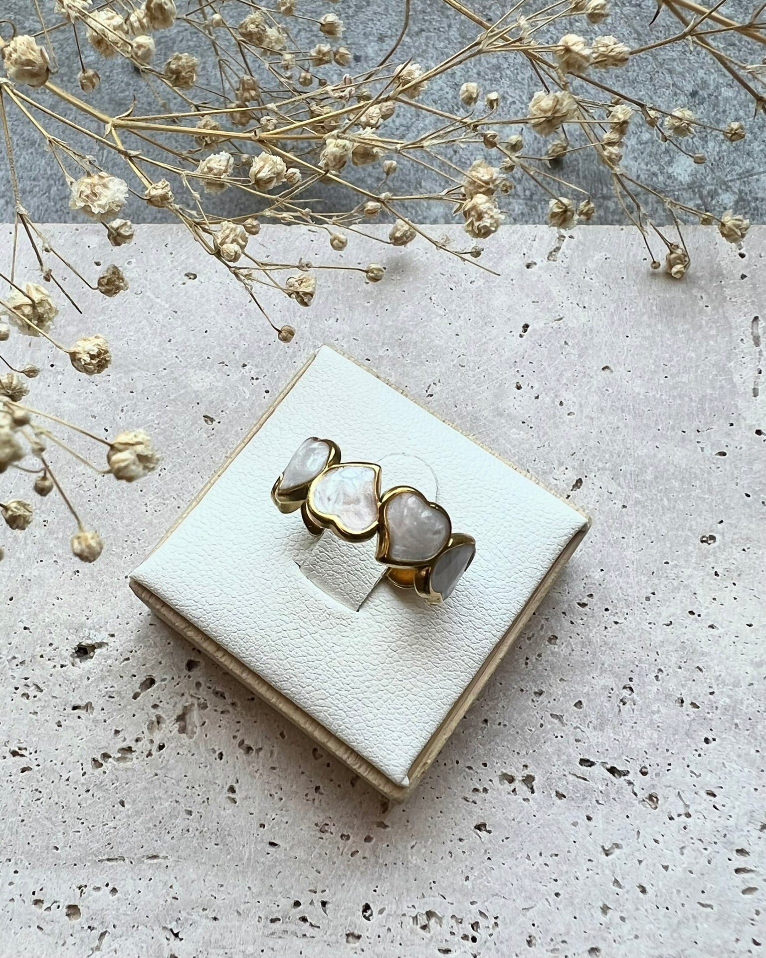 SIA || Anillo Corazones Perla Ajustable