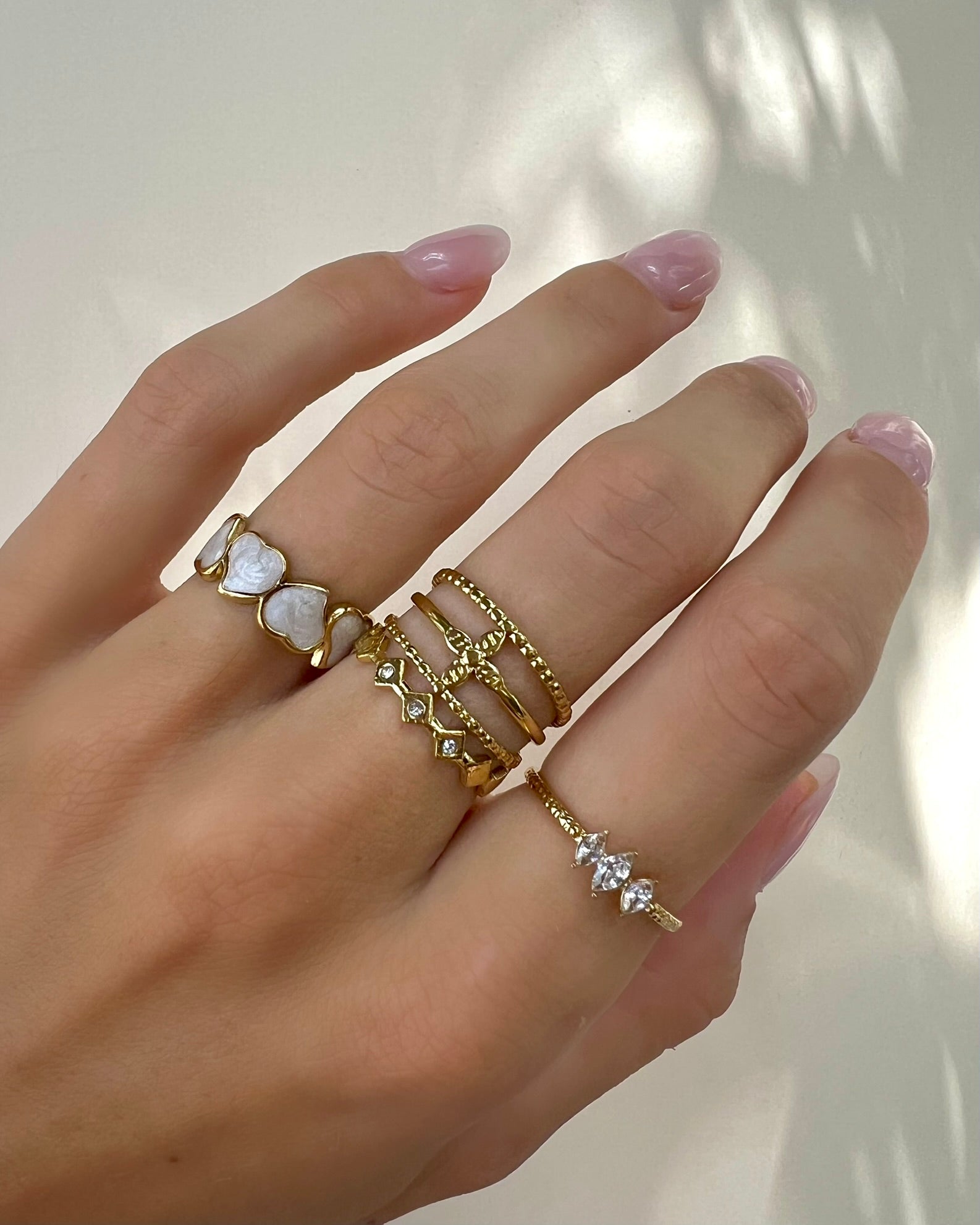 SIA || Anillo Corazones Perla Ajustable