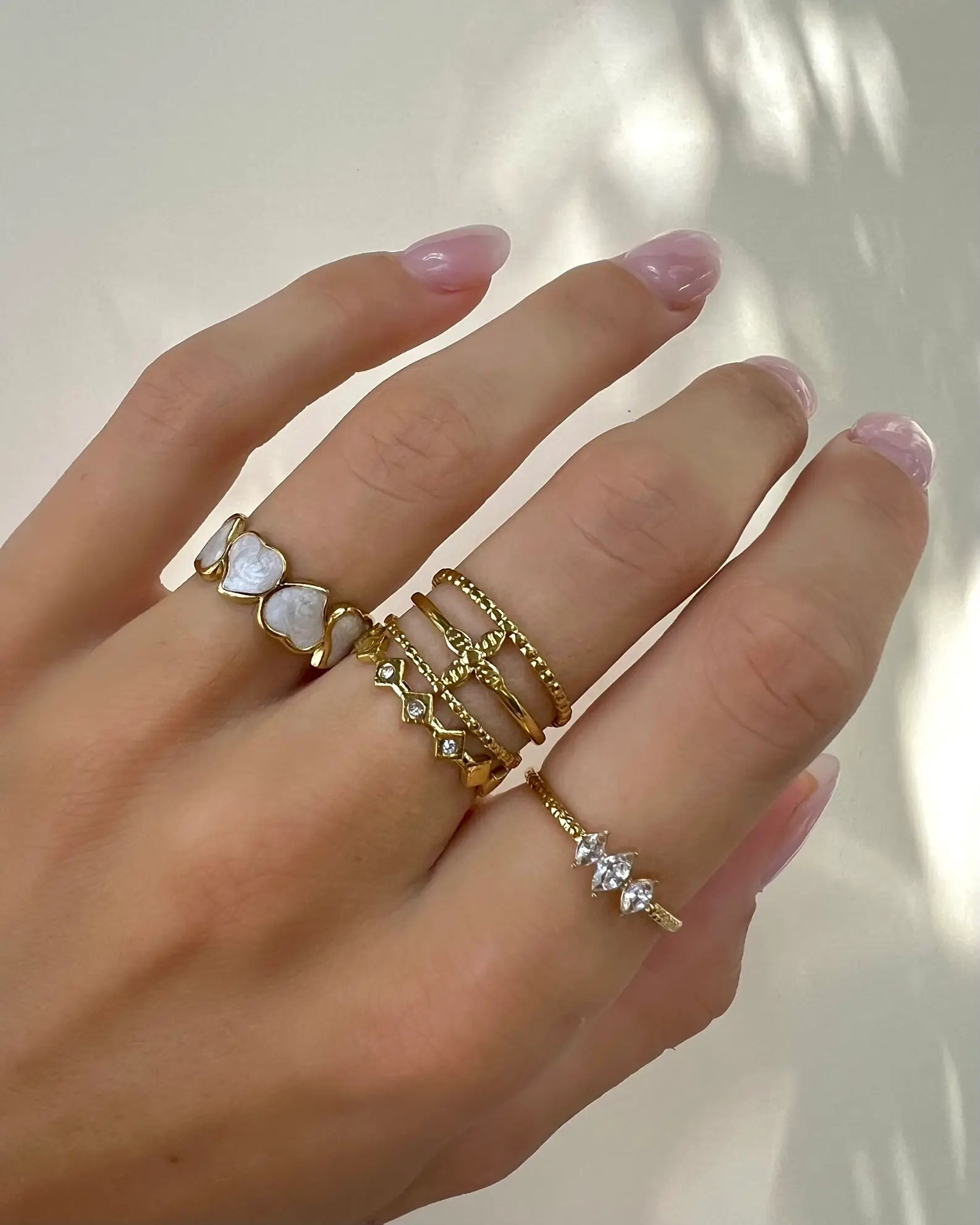 SIA || Anillo Corazones Perla Ajustable